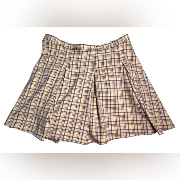 NWT SO Plaid Mini Skirt‎ Size 15 Yellow Pink Pleated Retro Style Goth Rave Punk - Picture 1 of 6